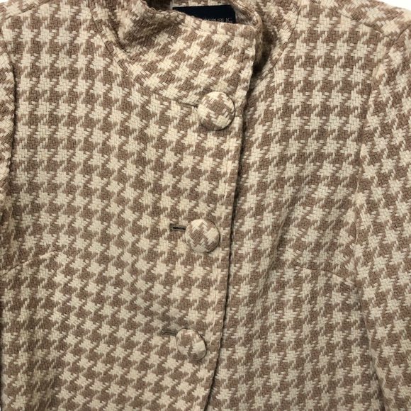 Banana Republic Cream Tan Houndstooth Print Button Front Cropped Coat 6 - Picture 5 of 7